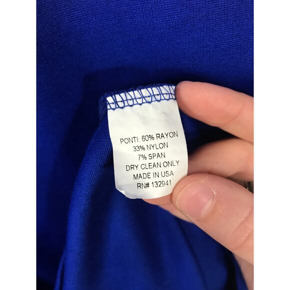 Amanda Uprichard Womens L Royal Blue Front Slit Knit Dress Stretchy Cocktail - Picture 7 of 7